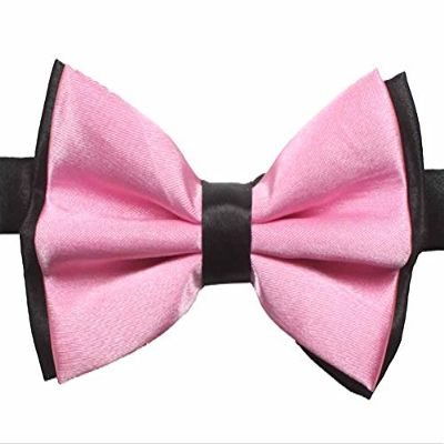 Novelty Mens Adjustable Tuxedo Pink-Black Bowtie Adjustable Elastic Strap Bowtie