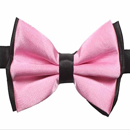 Novelty Mens Adjustable Tuxedo Pink-Black Bowtie Adjustable Elastic Strap Bowtie