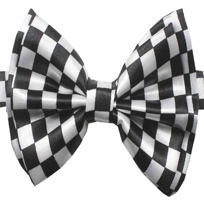 Novelty Mens Adjustable Tuxedo Checkered Black White Bowtie Adjustable Elastic Strap Bowtie