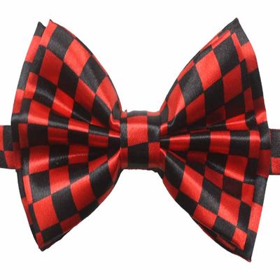 Novelty Mens Adjustable Tuxedo Checkered Black Red Bowtie Adjustable Elastic Strap Bowtie