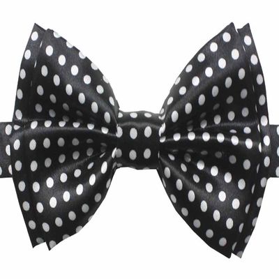 Novelty Mens Adjustable Tuxedo Black White Polka Dots Bowtie Adjustable Elastic Strap Bowtie