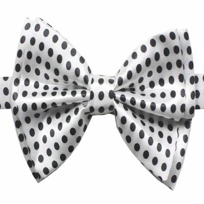 Novelty Mens Adjustable Tuxedo White Black Polka Dots Bowtie Adjustable Elastic Strap Bowtie