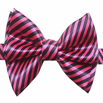 Novelty Mens Adjustable Tuxedo Stripe Black and Pink Bowtie Adjustable Elastic Strap Bowtie