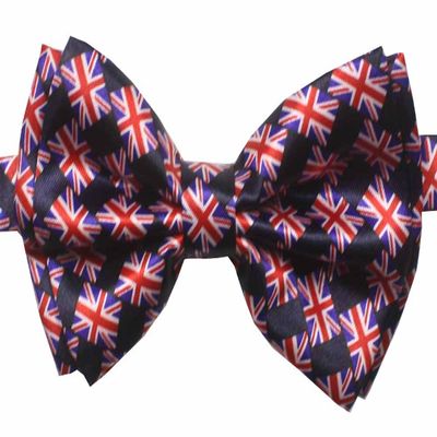 Novelty Mens Adjustable Tuxedo British Flag Design Adjustable Elastic Strap Bowtie
