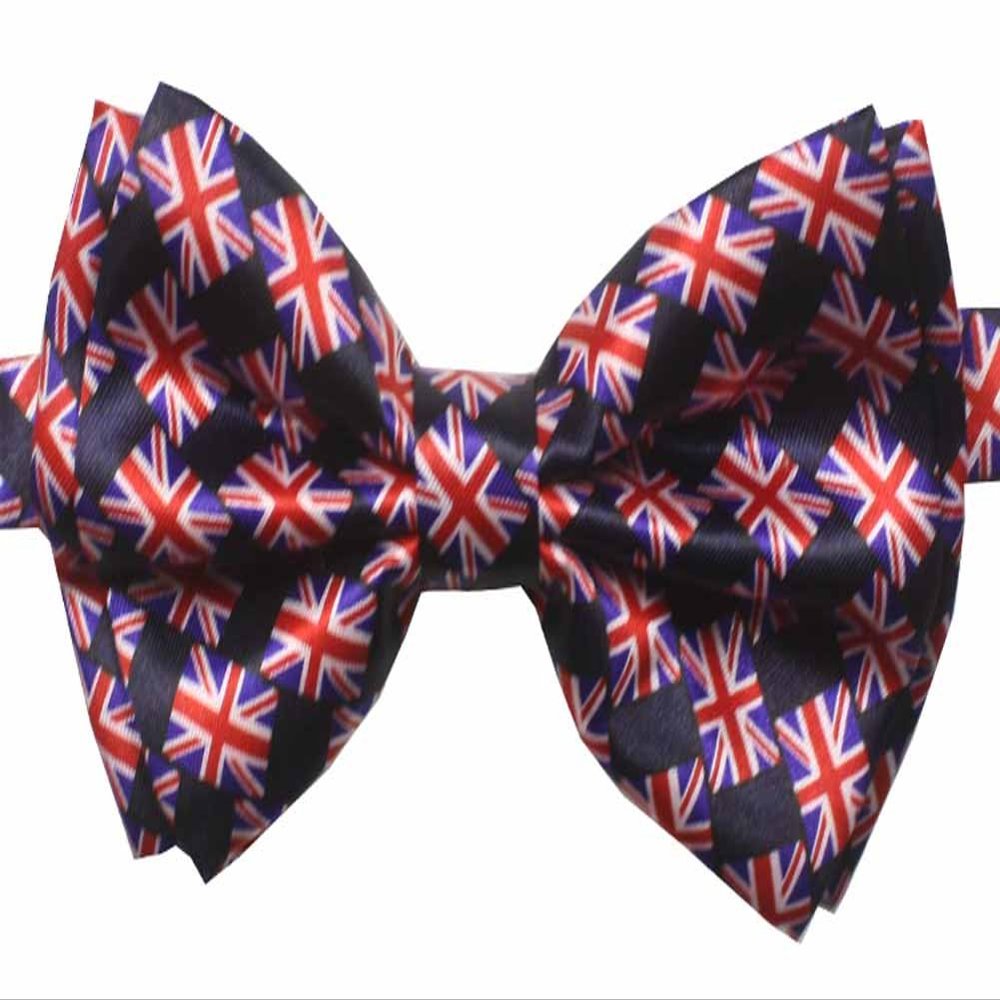 Novelty Mens Adjustable Tuxedo British Flag Design Adjustable Elastic Strap Bowtie