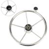Amarine Made 5-Spoke 13-1/2 Inch Destroyer Style Stainless Boat Steering Wheel with M Size Knob - 9310SRF1 view 1