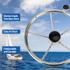 Amarine Made 5-Spoke 13-1/2 Inch Destroyer Style Stainless Boat Steering Wheel with M Size Knob - 9310SRF1 view 2