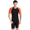 BIKMAN Sun Protection Swimsuit for Men Short Sleeve Rash Guard One-Piece Swim Surfing Suit (L(Weight:121lbs-143lbs), Orange)