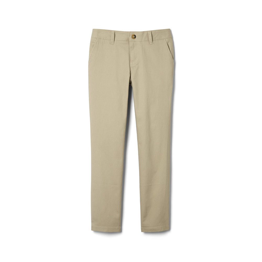 French Toast Girls' Adjustable Waist Stretch Twill Straight Leg Pant (Standard & Plus), Khaki, 5