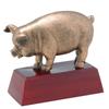 Decade Awards Sculpted Gold Pig Trophy, Small - 4 Inch Tall | BBQ Smoke Off Competition Award - Engraved Plate on Request view 1