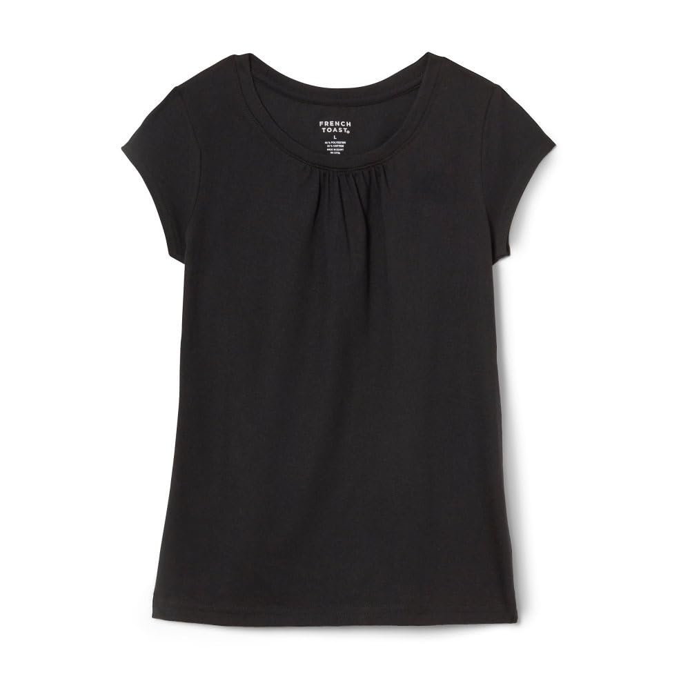 French Toast Girls' Short Sleeve Crewneck T-Shirt Tee, Black, 5