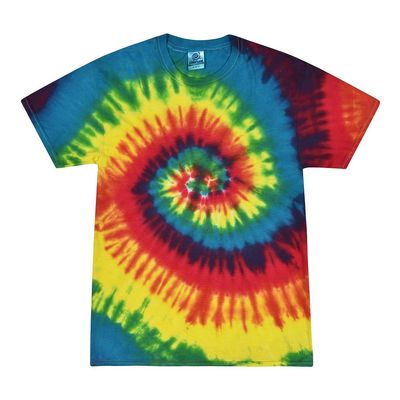 100% Cotton Colorful Tie Dye Vibrant Shirt, Reactive Rainbow, 5XL