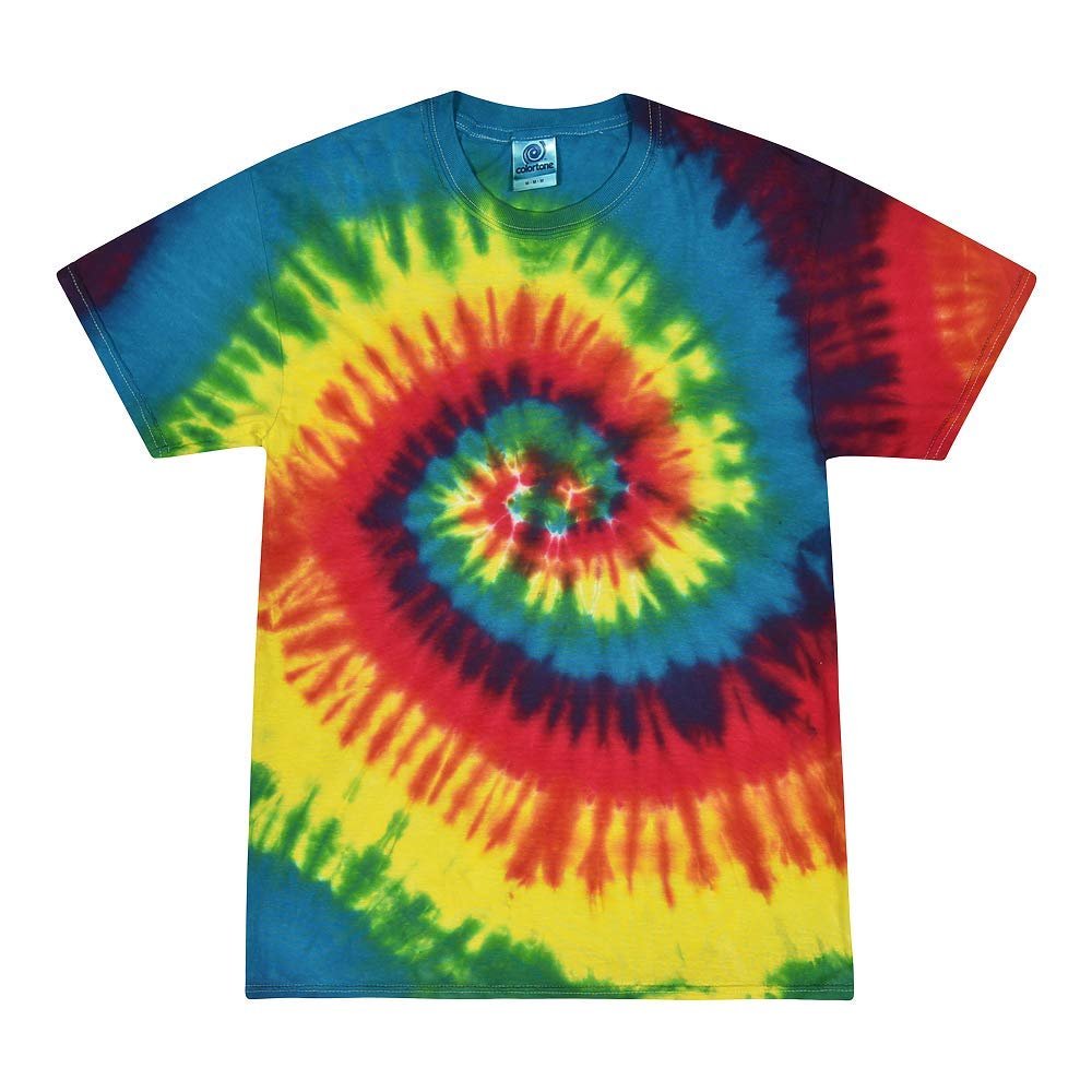 100% Cotton Colorful Tie Dye Vibrant Shirt, Reactive Rainbow, 5XL