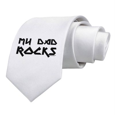 TOOLOUD My Dad Rocks Printed White Neck Tie