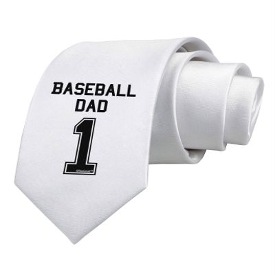 TOOLOUD Baseball Dad Jersey Printed White Neck Tie