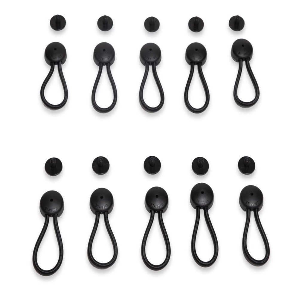 Stayput Sturdy and Easy to Install 6 5/8 Black Shock Cord & Fastener for Boat Canvas, 10 Pack