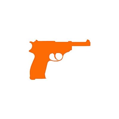 Walther P38 Pistol - Vinyl Decal Sticker - 8.75" x 5.75" - Orange