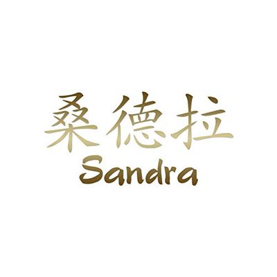 Chinese Name Symbols "Sandra" Vinyl Decal Sticker 7.55" x 3.75" - Gold
