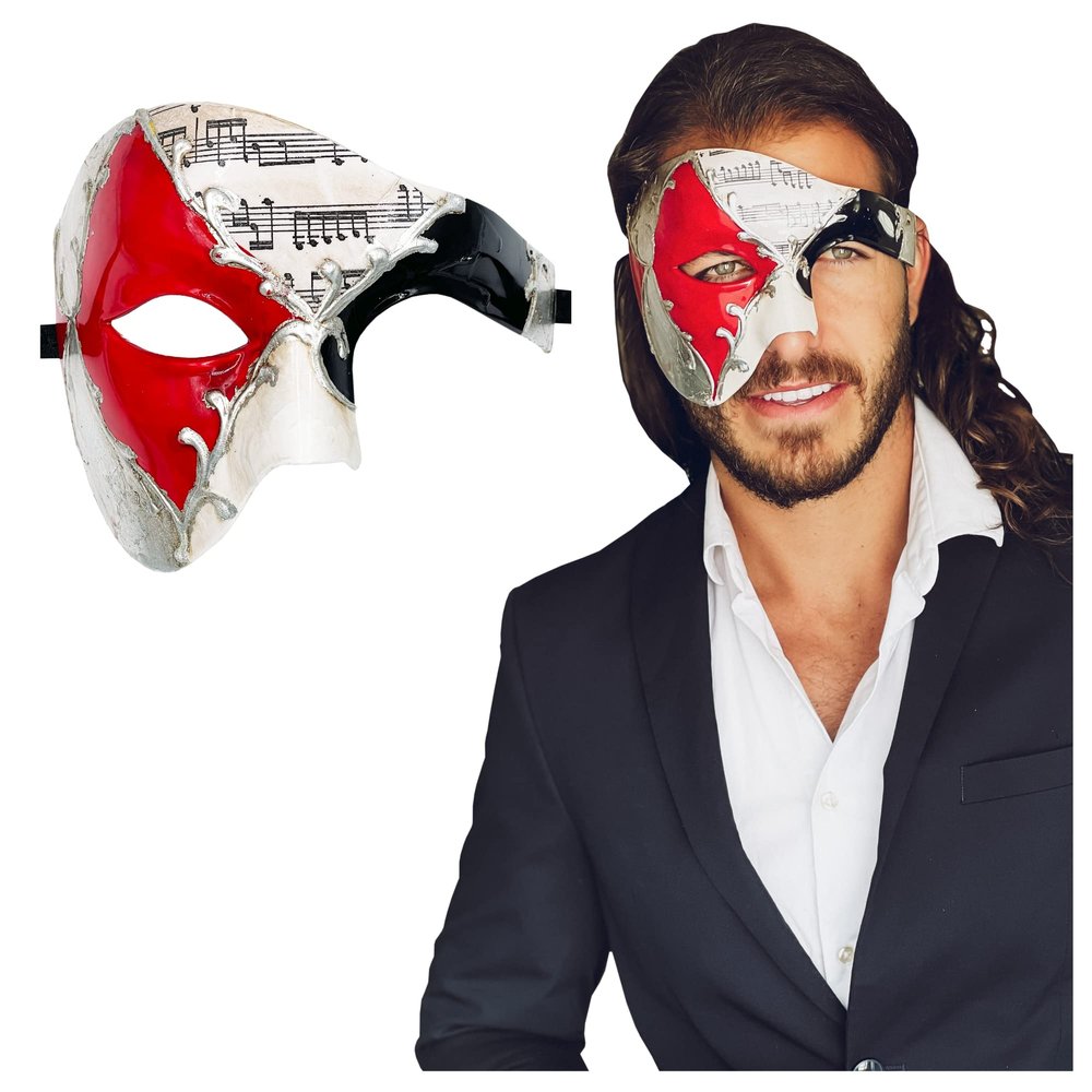 Half Face Masquerade Mask For Men Phantom Of The Opera Mask for Masquerade Party, Venetian Party, Mardi Gras, Halloween & Cosplay