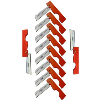 Derma-Safe Folding Utility Razor (10-Pack) for Survival & First Aid Kits (Orange)