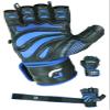 Elite Leather Gym Gloves with Built in 2" Wide Wrist Wraps Grip & Design for Weightlifting Power Lifting Bodybuilding & Strength Training Workout Exercises (Blue, X-Large) view 1