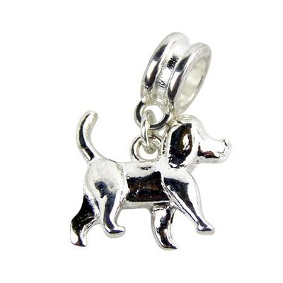 Universal Shiny Silver Puppy Dog Charm