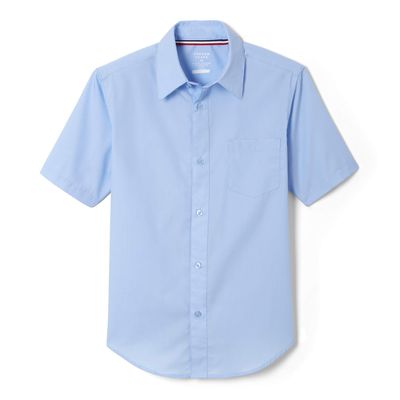 French Toast Boys' Short Sleeve Classic Poplin Dress Shirt (Standard & Husky), Light Blue, 14