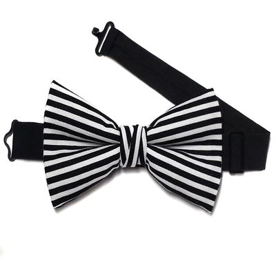 EmilyRose Couture Men's Stripes Bow Ties (Medium (6-12 Years of Age), Black & White (Edgy))