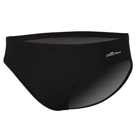 DOLFIN Poly Team Solid Chloroban Mens Racer Brief,Black,30