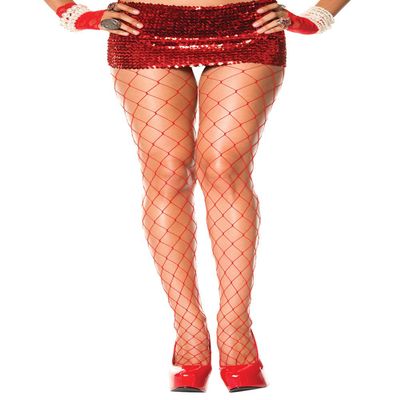 MUSIC LEGS Diamond Net Spandex Pantyhose, Red