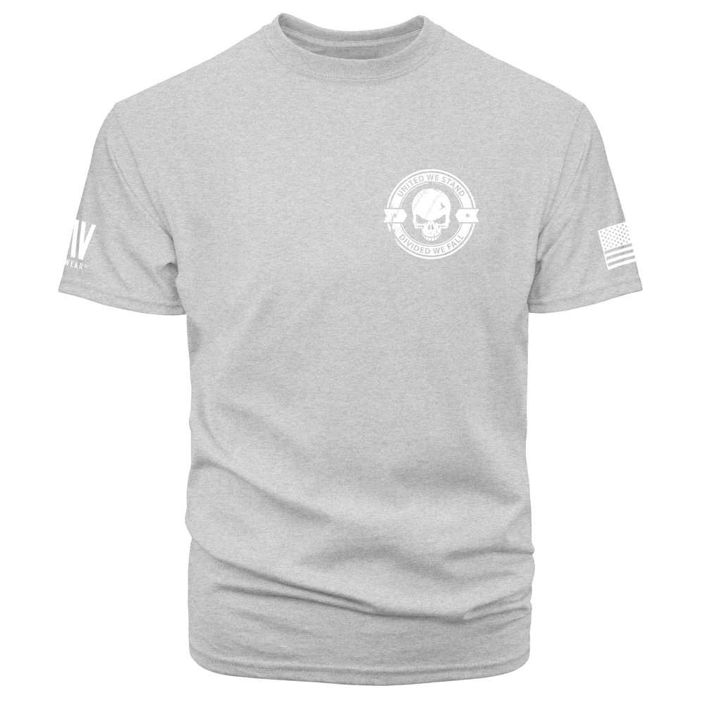Dion Wear Men's Tshirts Graphic Divided We Fall Patriotic T-Shirt (L, Ash Grey)