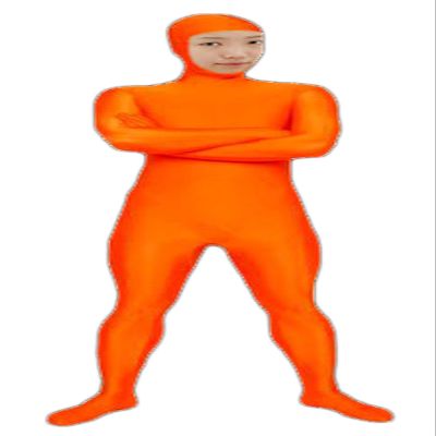 VSVO Spandex Open Face Full Bodysuit Zentai Suit for Adults and Kids (Orange, Small)