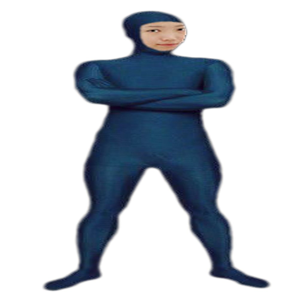 VSVO Spandex Open Face Full Bodysuit Zentai Suit for Adults and Kids (Navy, Small)