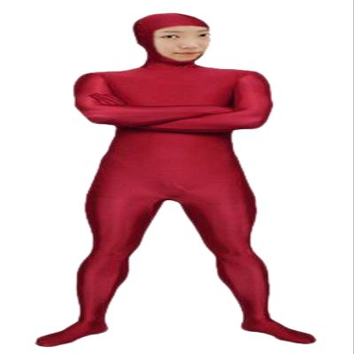 VSVO Spandex Open Face Full Bodysuit Zentai Suit for Adults and Kids (Wind Red, Kids Medium)