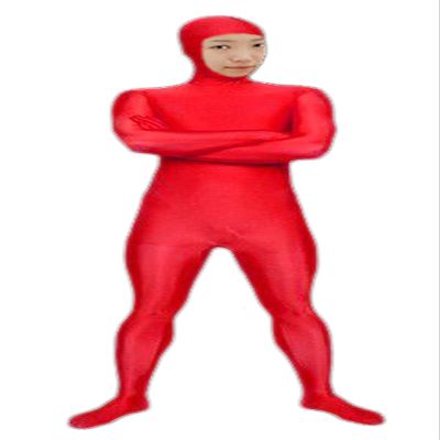 VSVO Spandex Open Face Full Bodysuit Zentai Suit for Adults and Kids (Red, Medium)