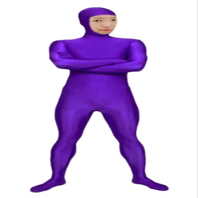 VSVO Spandex Open Face Full Bodysuit Zentai Suit for Adults and Kids (Purple, Medium)