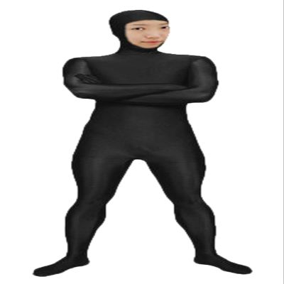 VSVO Spandex Open Face Full Bodysuit Zentai Suit for Adults and Kids (Black, Large)