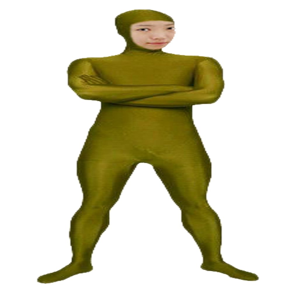 VSVO Spandex Open Face Full Bodysuit Zentai Suit for Adults and Kids (Army Green, Large)