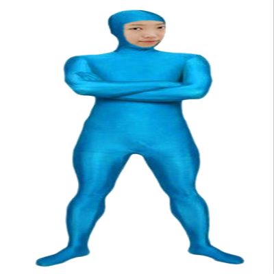 VSVO Spandex Open Face Full Bodysuit Zentai Suit for Adults and Kids (Lake Blue, Large)