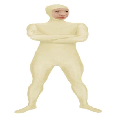 VSVO Spandex Open Face Full Bodysuit Zentai Suit for Adults and Kids (Flesh, Large)