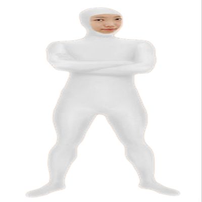 VSVO Spandex Open Face Full Bodysuit Zentai Suit for Adults and Kids (White, XX-Large)