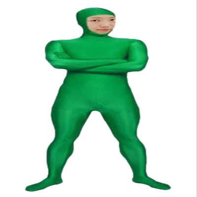 VSVO Spandex Open Face Full Bodysuit Zentai Suit for Adults and Kids (Green, X-Large)
