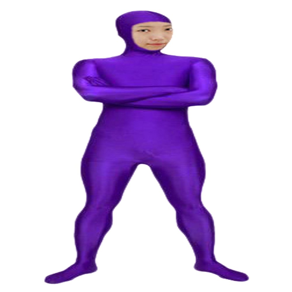 VSVO Spandex Open Face Full Bodysuit Zentai Suit for Adults and Kids (Purple, X-Large)