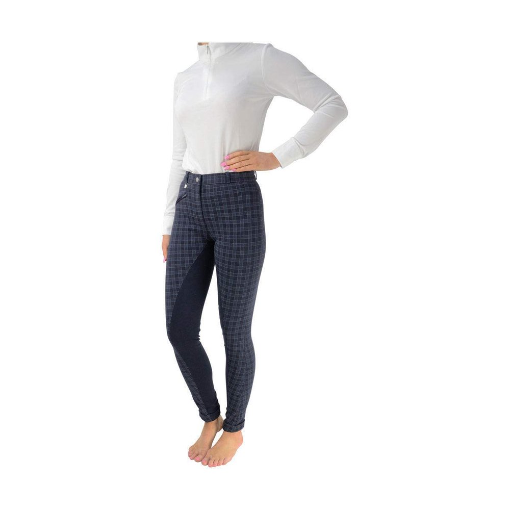 HyPERFORMANCE Womens/Ladies Harby Jodhpurs (24in) (Navy Check)