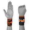 WOD Wear Wrist Wraps for Powerlifting, Strength Training, Bodybuilding, Cross Training, Olympic Weightlifting, Yoga Support - One Size Fits All (Black/Orange Stitch) view 1