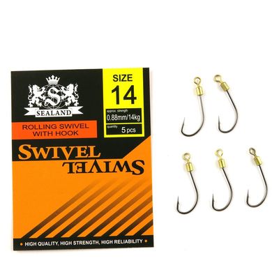 40 Packs (5Pcs per pack) Fishing Swivel Sea Terminal Tackle Clip Connector Solid Coastlock Bulk Lots 01054 Rolling with Hook 14#