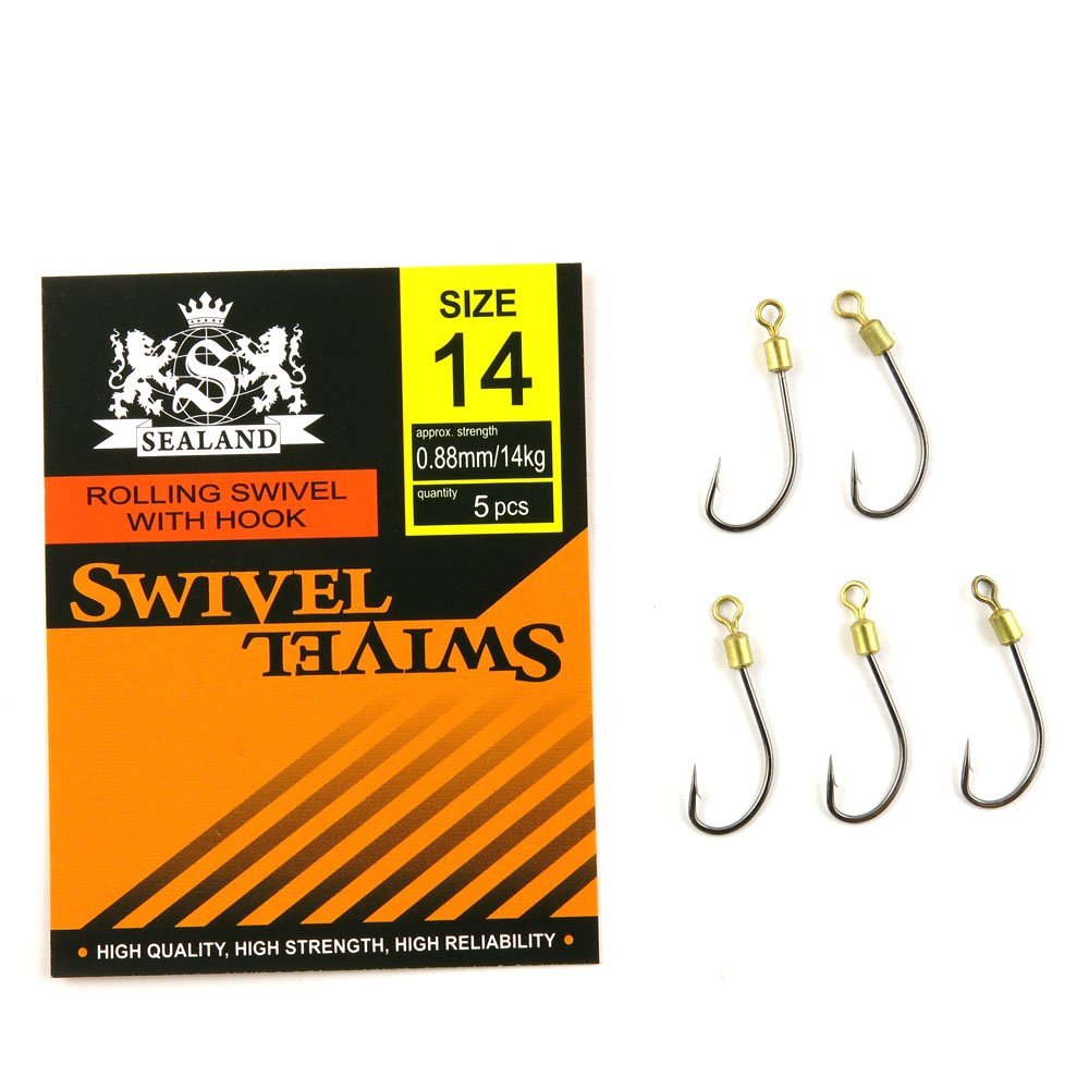 40 Packs (5Pcs per pack) Fishing Swivel Sea Terminal Tackle Clip Connector Solid Coastlock Bulk Lots 01054 Rolling with Hook 14#