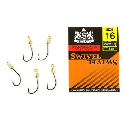40 Packs (5Pcs per pack) Fishing Swivel Sea Terminal Tackle Clip Connector Solid Coastlock Bulk Lots 09495 Rolling with Hook 16#