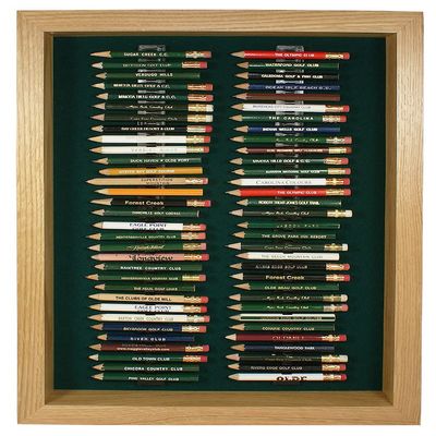 Eureka Golf Pencil Display Case | Holds 64 Round or Hexagonal Golf Pencils | Oak Finish | Made in The USA