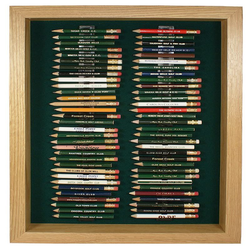 Eureka Golf Pencil Display Case | Holds 64 Round or Hexagonal Golf Pencils | Oak Finish | Made in The USA